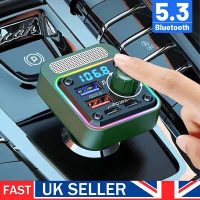 Bluetooth Wireless Car FM Transmitter MP3 Player Radio 54W Fast Charger Adapter • £13.99