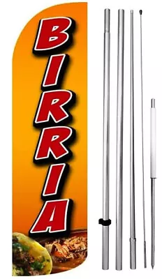BIRRIA Windless Swooper Flag 15' Tall Pole Kit Feather Banner Sign Yq-h • $64.95