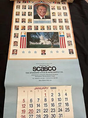 1986 President Of United States Calendar Ronald Reagan Standard Cycle Auto Conn • $25