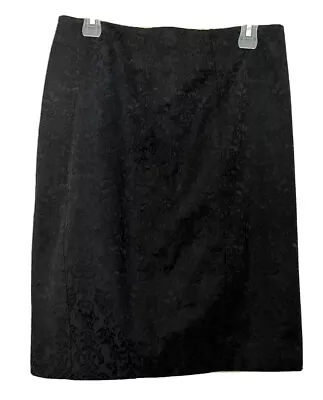 Mossimo Supply Co Womens Black Floral Textured Straight Pencil Skirt Lined Sz 12 • $15.99