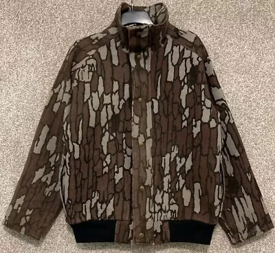 Vintage Cabela's Mens Wool Gore-Tex Trebark Camo Hunting Coat Jacket Large USA • $199.99