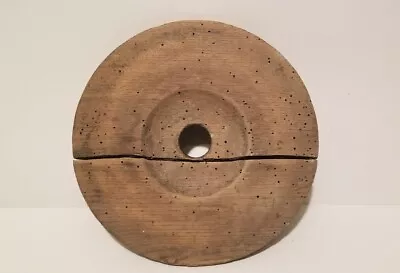 $45 • Buy Antique 1800's Wooden Butter Churn Lid W/ Worm Hole Patina Handmade 8 