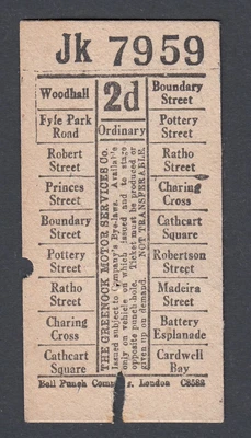 £1.99 • Buy Vintage Ticket Greenock Motor Services Bus 2d Woodhall Ticket Bell Punch