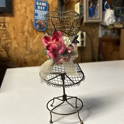 Vintage Metal Wire Mannequin Dress Form Or Jewelry Display Holder 10 1/4 Inch • $9.99