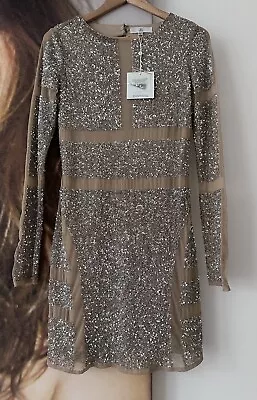 BNWT Sparkly MissGuided Sequin Mesh Panel Embellished Dress UK 12 • £55