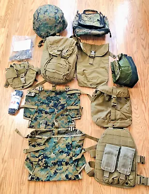 U.S. Military Field Gear Lot Bag Marines Helmet Tourniquet Repair Kit  Pack USMC • £436.21