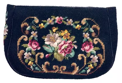 Needlepoint Floral Purse/Clutch Elizabeth Turner VINTAGE Excellent Cond. • $12.99