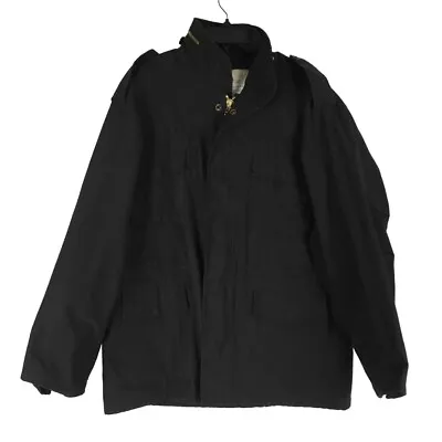 ROTHCO Field Jacket Men's M Black M-65 Full Zip Packable Hood Military • $59