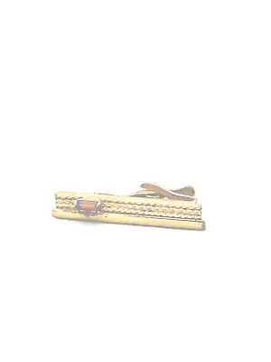 Men's Tie Clip Vintage Golden Brown Tourmaline Colored Stone Gold Tone Unique • $3.50