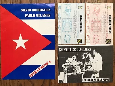 PABLO MILANES & SILVIO RODRIGUEZ 3 Programs Argentina 1984 Tickets & Magazine • $20