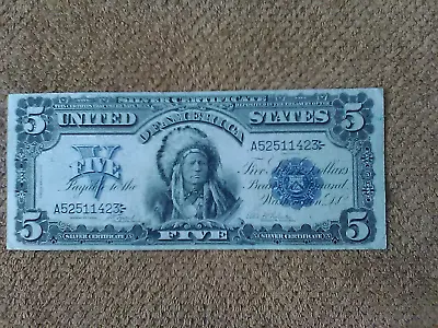 1899 $5 Five Dollar Large-size Silver Certificate Banknote Vf++/xf Blue Seal • $1398