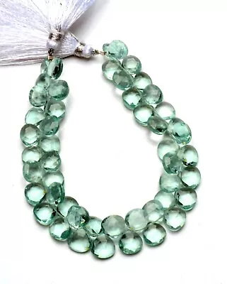 Aquamarine Color Quartz 8 Mm Size Faceted Heart Shape Beads 7  Strand • $9.60