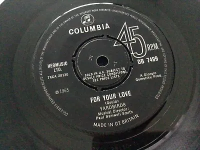 Yardbirds For Your Love 7 Inch Vinyl Single Record • £4