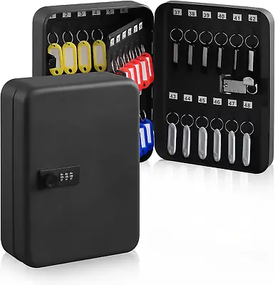 48Key Cabinet Wall Mount Locking Key Organizer Key Storage Lock Box Black New • $29.56