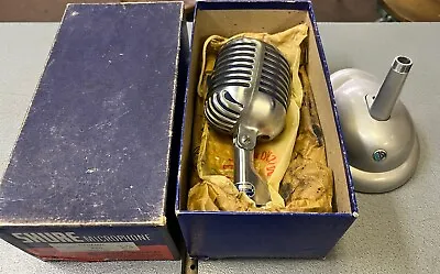 Vintage Shure Unidyne 55 Microphone With Box & S36 Base Stand - Fat Boy Elvis • $1500