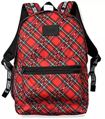 Victorias Secret Pink Collegiate Campus Red Plaid Backpack Full Size New • $44.99