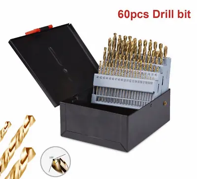 60Pcs Drill Bit Sets Heavy-Duty HSS Titanium Multi Drill Bits Twist Metal Tools • $18.99