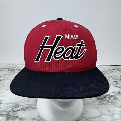 Miami Heat Snapback Hat Mitchell And Ness Hardwood Classics NBA Red Script Wool • $24.99