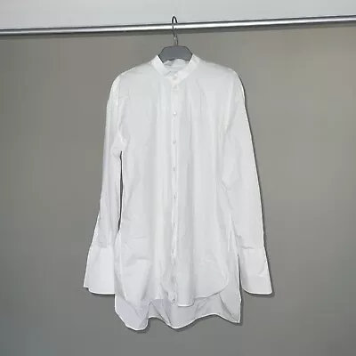 $110 • Buy Scanlan Theodore Size 6 White Cotton Longline Long Sleeve Shirt