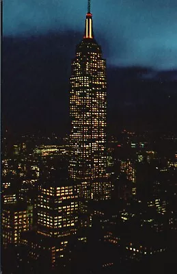 Postcard NY New York City Empire State Building By Night 1956 Vintage PC J1163 • $2