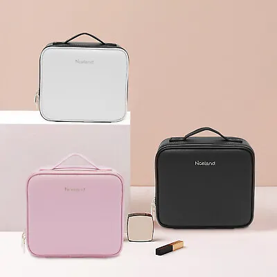 Cosmetic Organizer Box Travel Makeup Train Storage Bag With LED Light & Mirror • $43.08