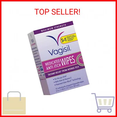 $8.14 • Buy Vagisil Anti-Itch Medicated Feminine Intimate Wipes For Women, Maximum Strength,