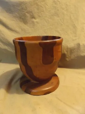 Vintage Antique Marquetry Inlaid Wood Mortar Open Treenware Cup Bowl 7x7.75  • $17.49