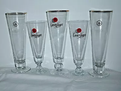 5 Crown Lager Sturdy Hotel Quality Stem Glasses 3 Different Styles Some Gold Rim • $39.99
