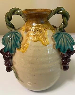 Beautiful VTG Hand Painted Art Pottery Italian Style Majolica Vase C1960. 6.75 T • $22.40