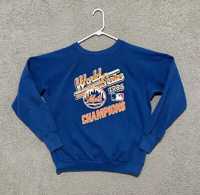 VTG 1986 New York Mets World Series Champions Sweatshirt USA Made Shrunk READ • $49.99