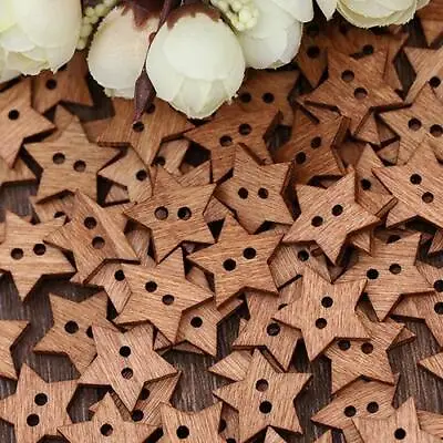 £3.19 • Buy Star Shaped Wooden Crafting Buttons Brown Pack Of 50