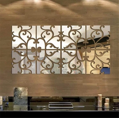 £4.90 • Buy 32 X Mirror Tile Wall Sticker Square Self Adhesive Room Bathroom Decor Stick Art