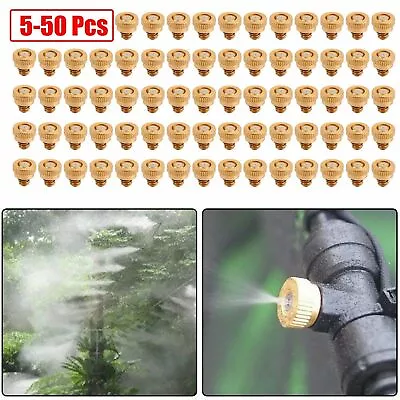 30/50 Brass Misting Nozzles Water Mister Sprinkle For Cooling System Garden Tool • $7.99