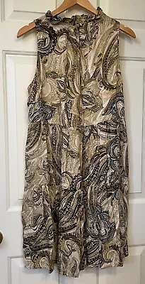 New! Calvin Klein Olive Print Halter Tie Dress Size 12 Sleeveless Summer Dress • $36