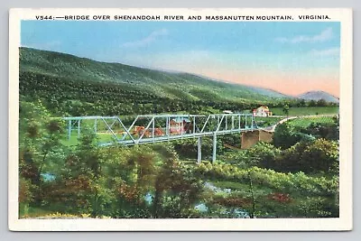 Bridge Over Shenandoah River & Massanutten Mountain Va Linen Postcard No 2877 • $3.80