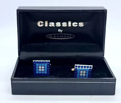 Vintage Classics By H.Samuel Cufflinks Classic Blue Original Box Jewelry Women • £58.31