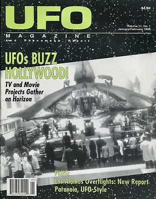 UFO MAGAZINE ~ Jan/Feb 1996 ~ UFOs Buzz Hollywood ~ Roswell ~ Paranormal ~ E-4-1 • $9.99