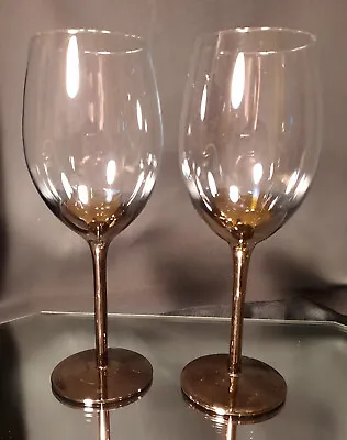 2 Large Mercury-Glass Stem Wine Glasses • $19.50