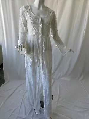 MINKPINK Lace Maxi Dress/Jacket | Button Down White Maxi Long Sleeve Sz M • $45