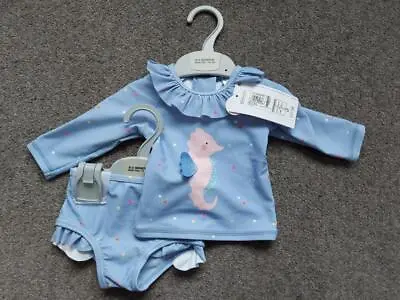 Girls Swimwear 2 Piece Seahorse Outfit  6-9 Months Brand New M&s • £10.99