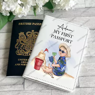 My First Passport Boy Personalised Cover / Holder Travel Luggage Baby • £10.99