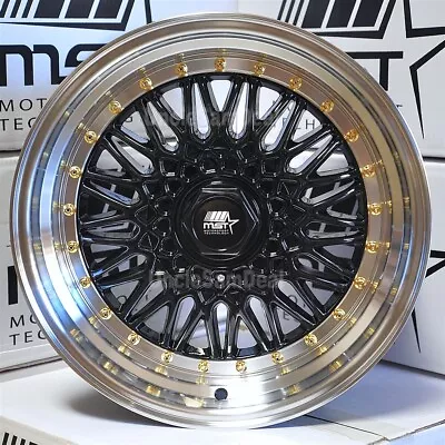 $654.55 • Buy 16x8 5x100 5x114.3 +20 MST MT13 BLACK MESH SILVER LIP GOLD RIVET WHEELS SET OF 4