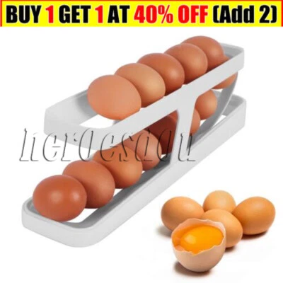 £6.89 • Buy Refrigerator·Egg Dispenser Auto Rolling Rolldown Egg Holder·2 Tier Storage Rack-