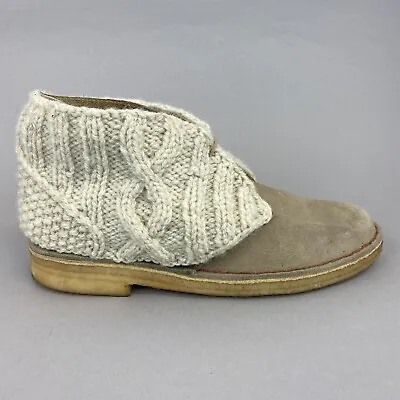 £35.89 • Buy Clarks Originals X Thistle & Broom Beige Suede Desert Knitted Boho Boots UK5.5