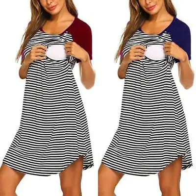 £11.69 • Buy Pregnant Women Breastfeeding Nursing Mini Dress Pajamas Short Sleeve Nightdress