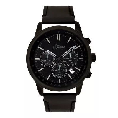 S.oliver Men's Watch Wristwatch Chronograph Leather SO-3685-LC-1 • $55.58