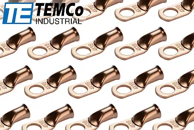 25 Lot 4 AWG 3/8  Hole Ring Terminal Lug Bare Copper Uninsulated Gauge • $12.95