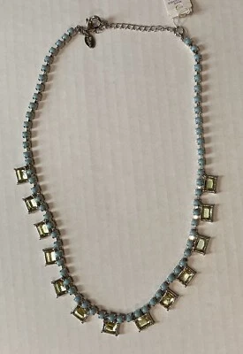 $10.99 • Buy Lia Sophia Damsel- Blue And Clear Or Mirrored Crystal Necklace.