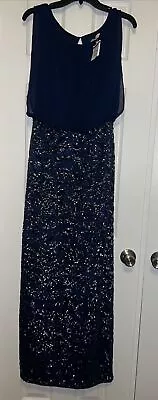 Aidan Mattox Long Blouson Women’s Dress Navy Size 6 • $35