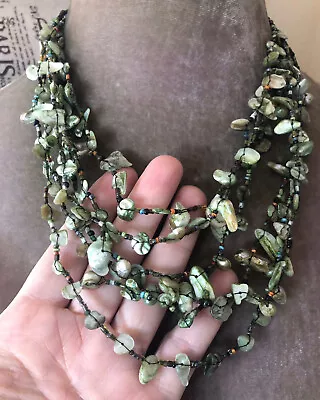 VINTAGE JEWELLERY Beautiful Multi Stranded Abalone Shell Bead Necklace • £11.50